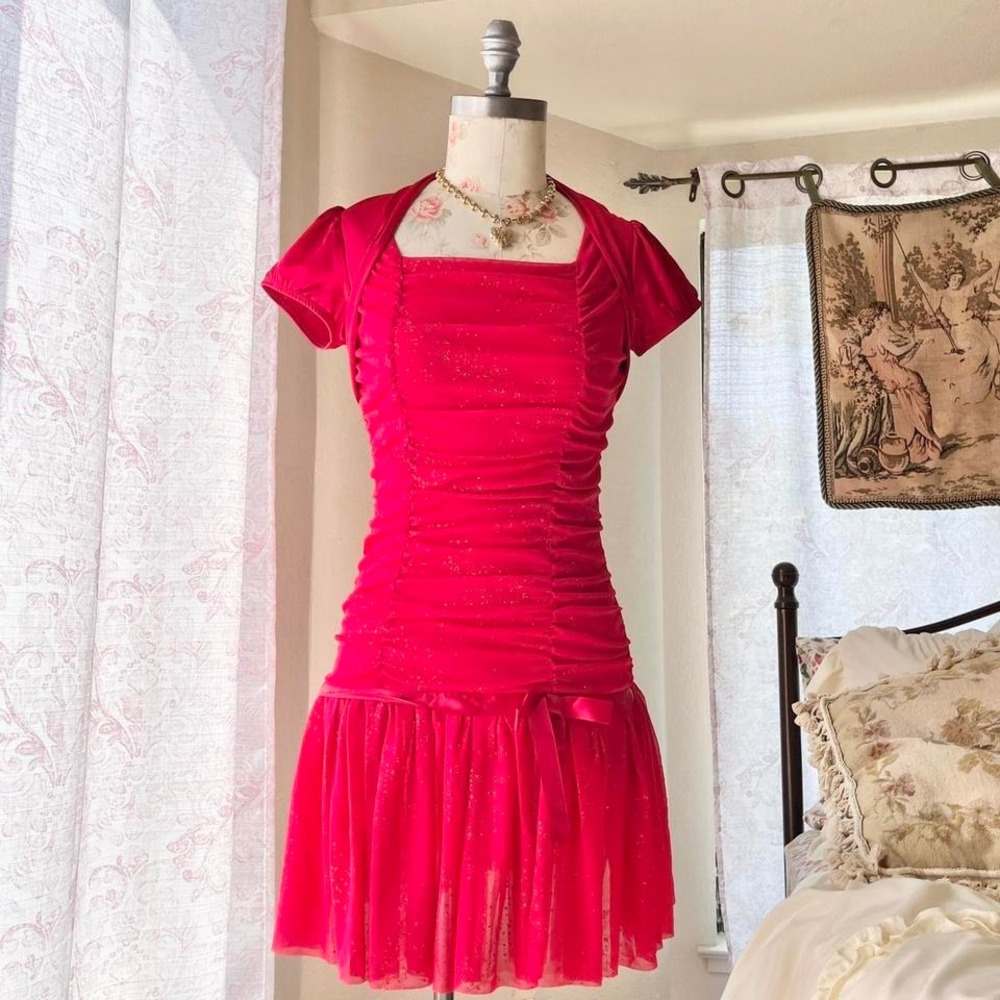 y2k red mini dress